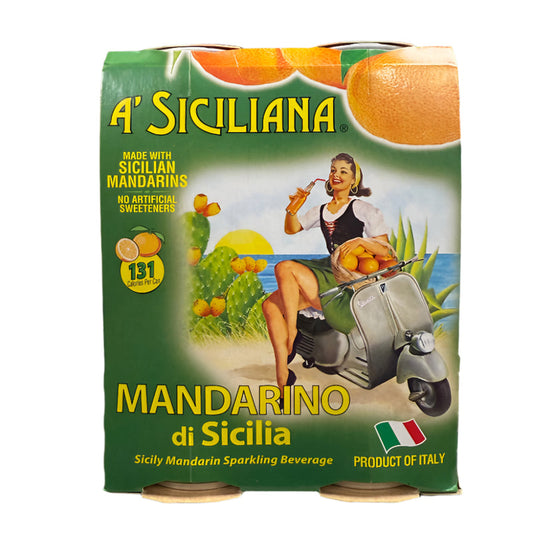 A' Siciliana Sicilian Mandarin Sparkling Beverage 4 x 330ml pack